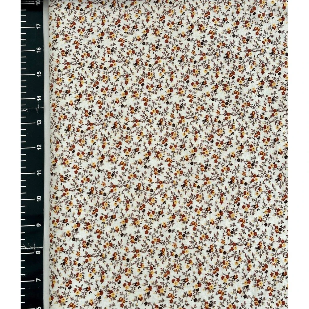 Vtg Crantson Calico Quilt Fabric Rust Earth Tones Cotton Sewing 1yd 12